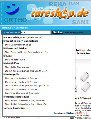 Careshop.de Suche